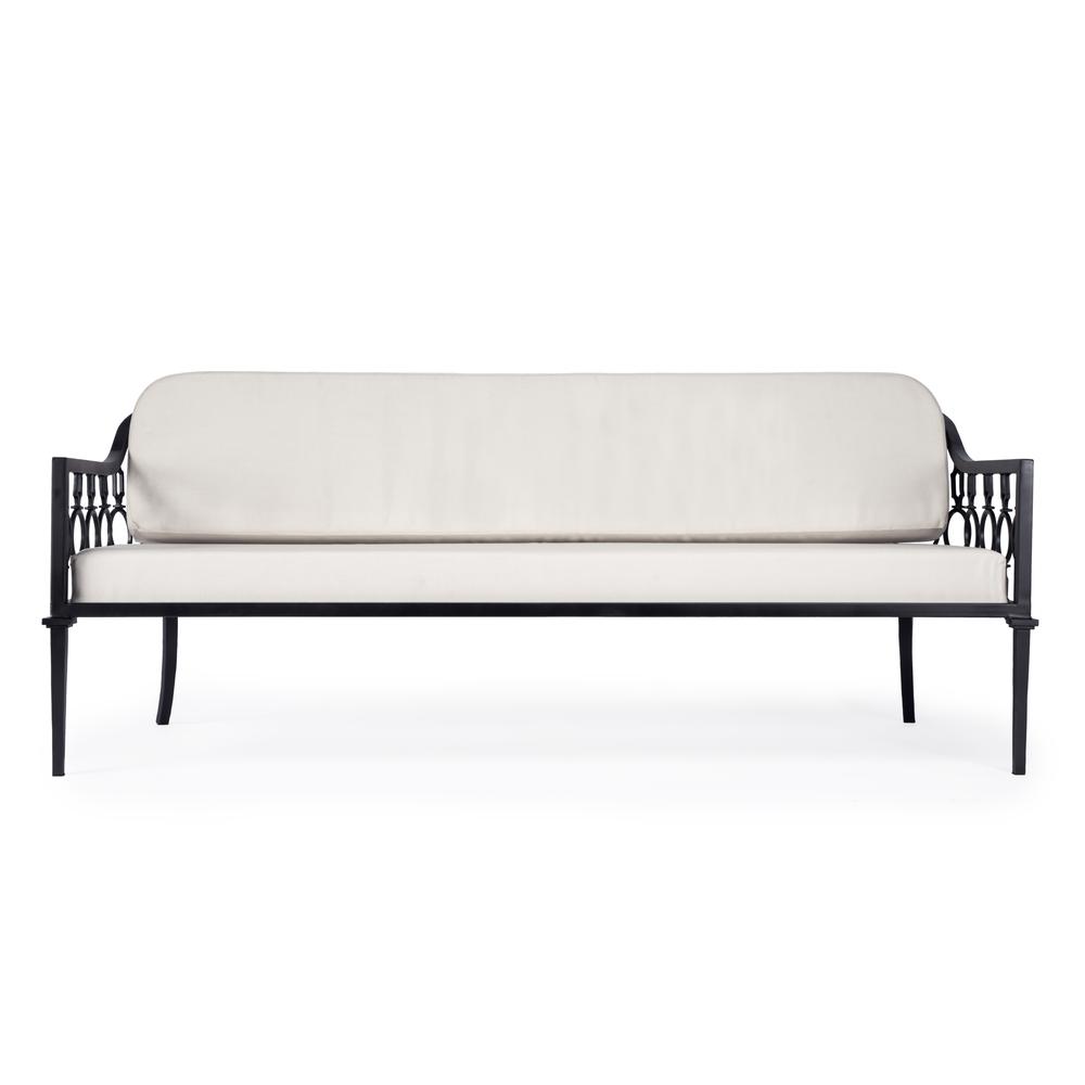 Company Southport Iron Upholstered Outdoor Sofa, Black. Picture 3