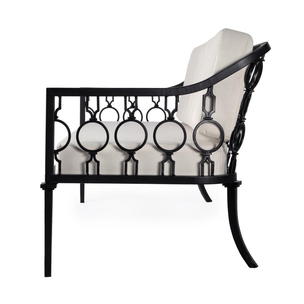 Company Southport Iron Upholstered Outdoor Sofa, Black. Picture 4