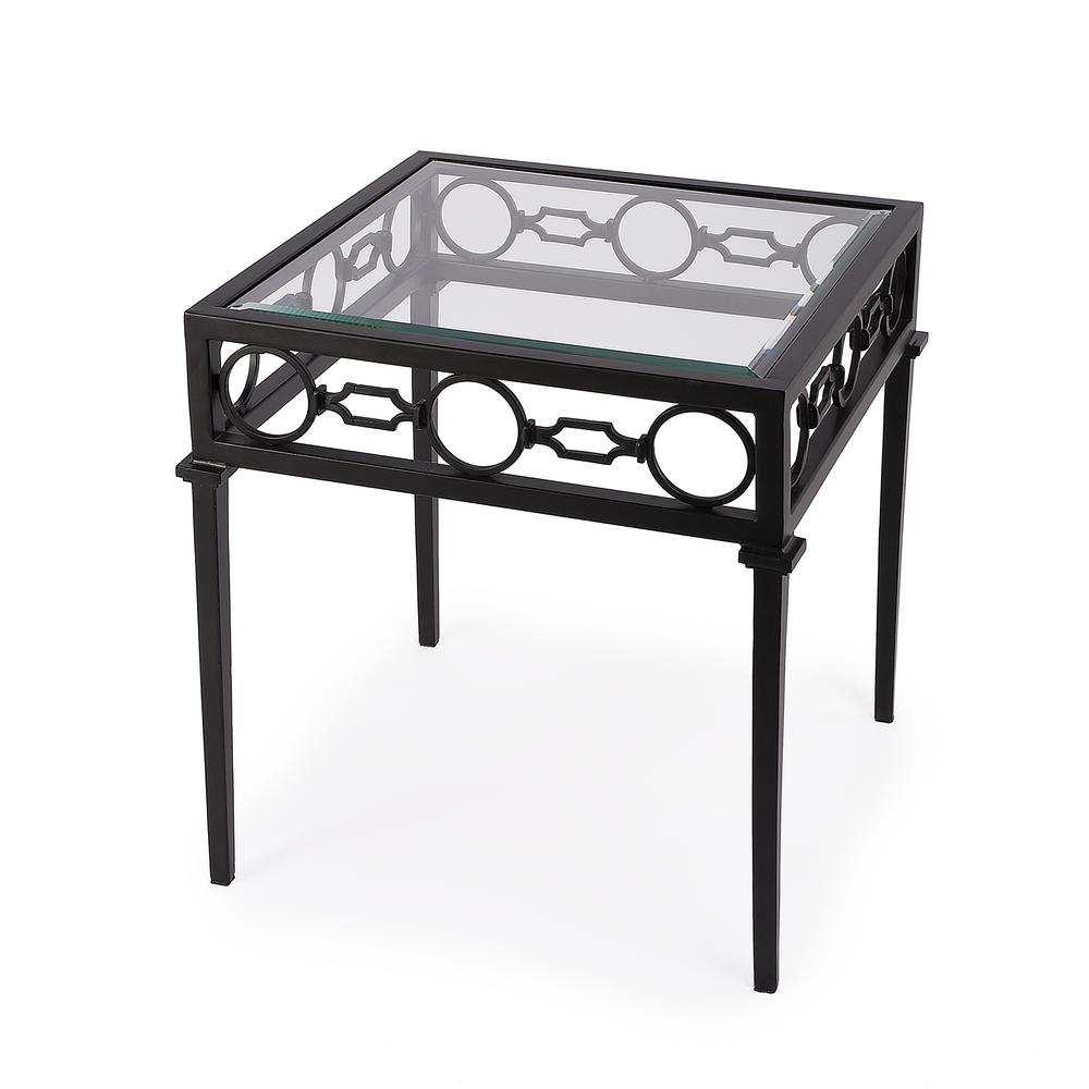 Company Southport Iron Outdoor End Table, Black. Picture 1
