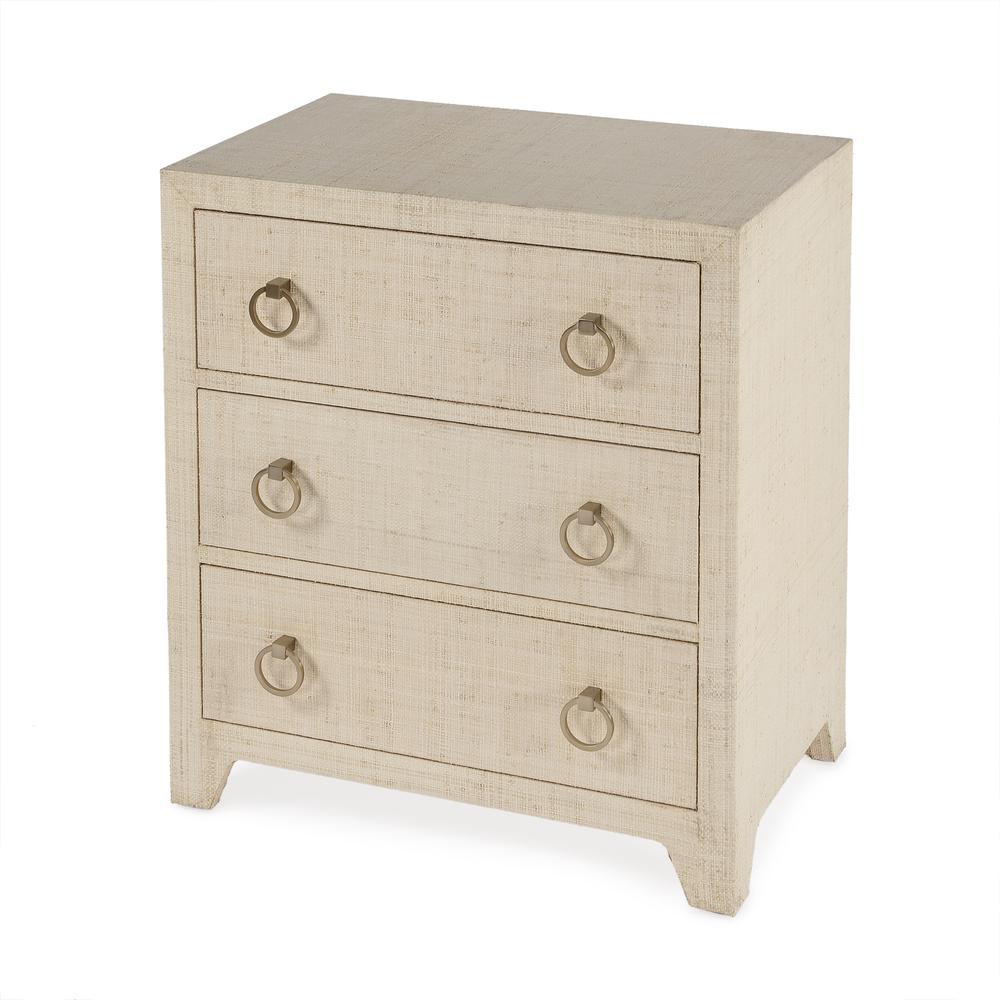 Company Bar Harbor Raffia 3 Drawer Nightstand, Natural. Picture 1