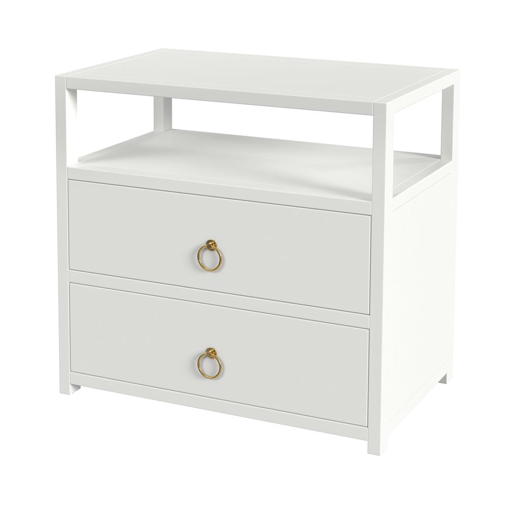 Company Lark 2 Drawer Wide Nightstand, White. Picture 1