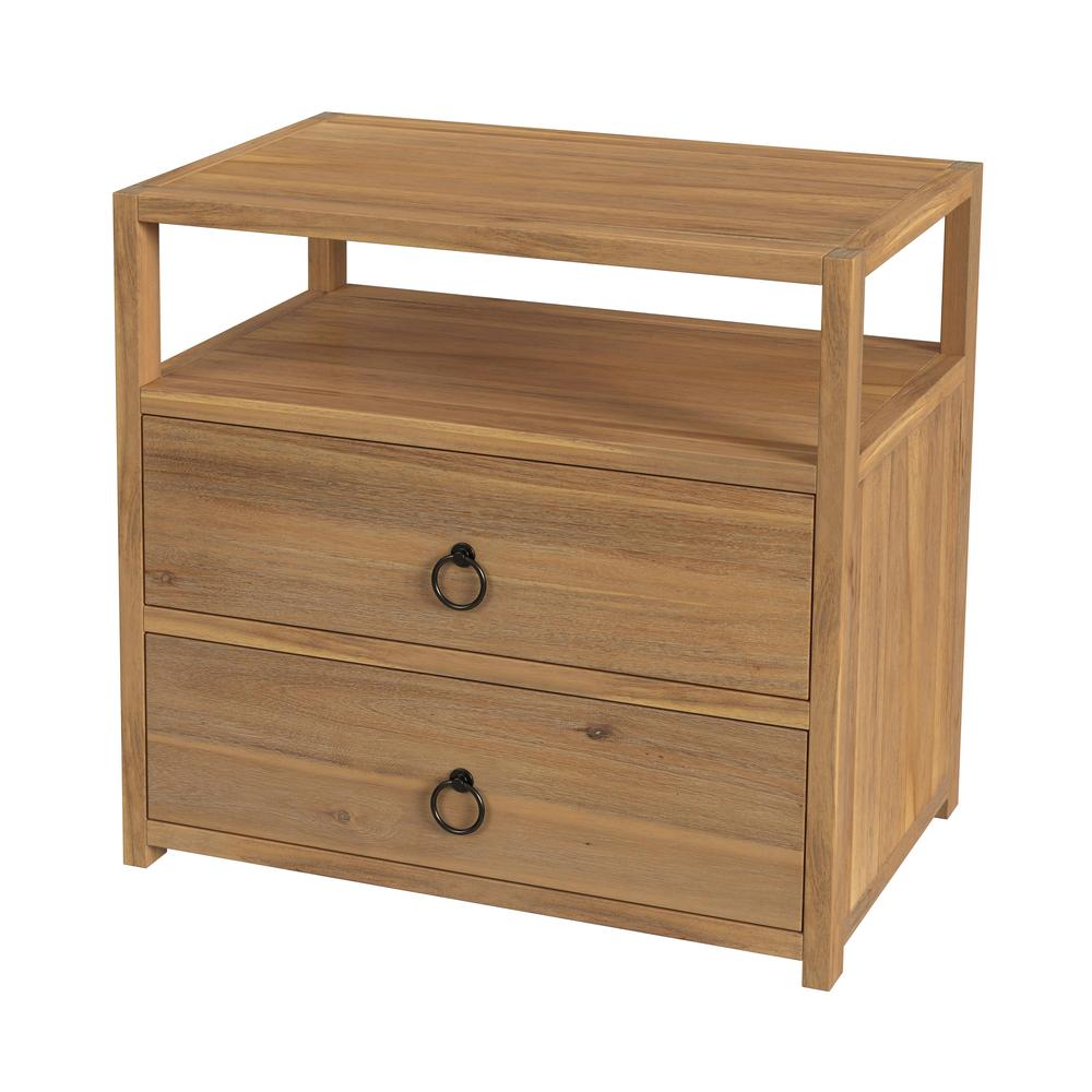 Company Lark Natural 2 Drawer Wide Nightstand, Light Brown. Picture 1