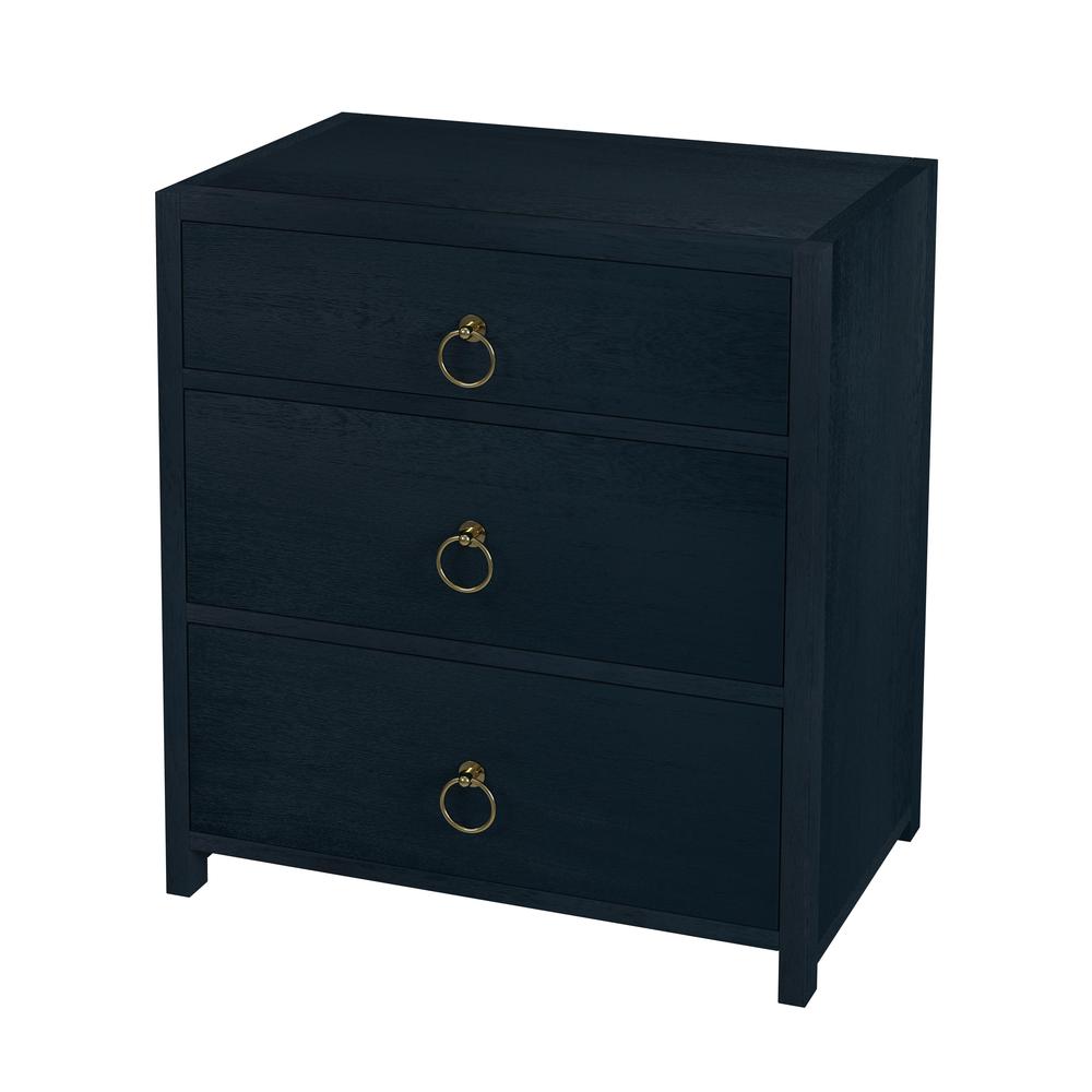 Company Lark  3 Drawer Nightstand, Navy Blue. Picture 1