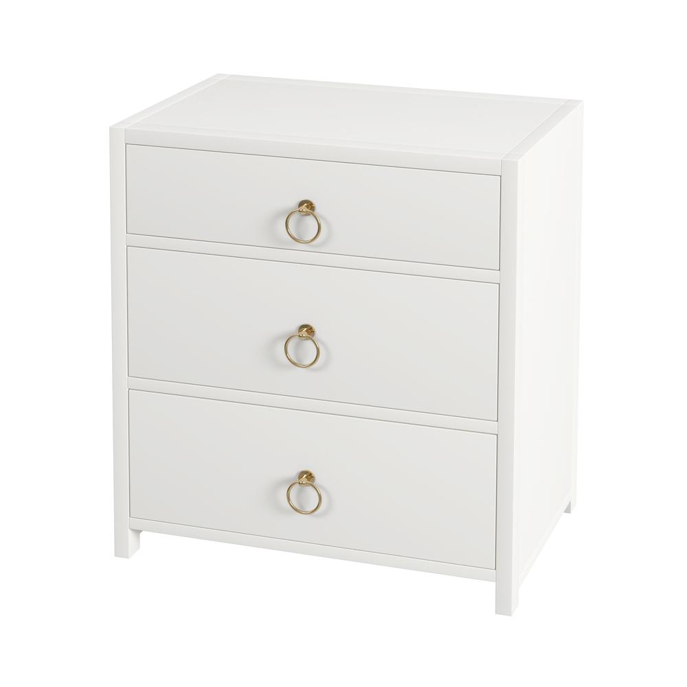 Company Lark 3 Drawer Nightstand, White. Picture 1