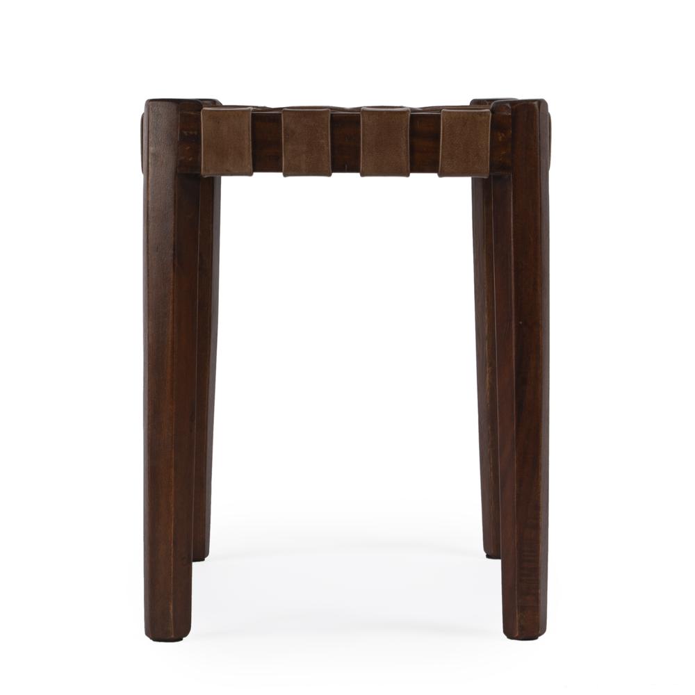Company Kerry Leather Woven Stool, Dark Brown. Picture 3