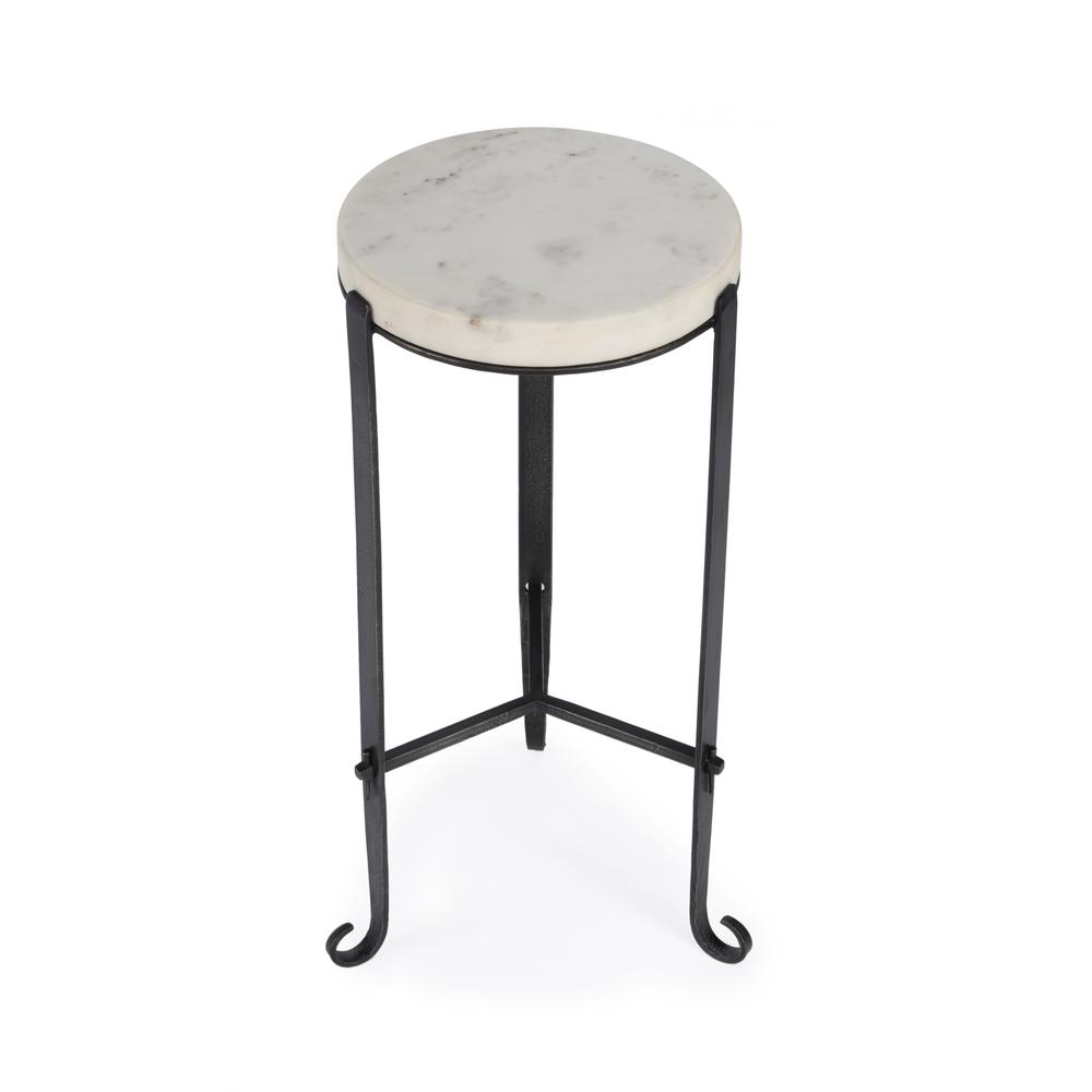 Company Freya Marble and Iron Round 11.5"W Side Table, Black and White. Picture 1