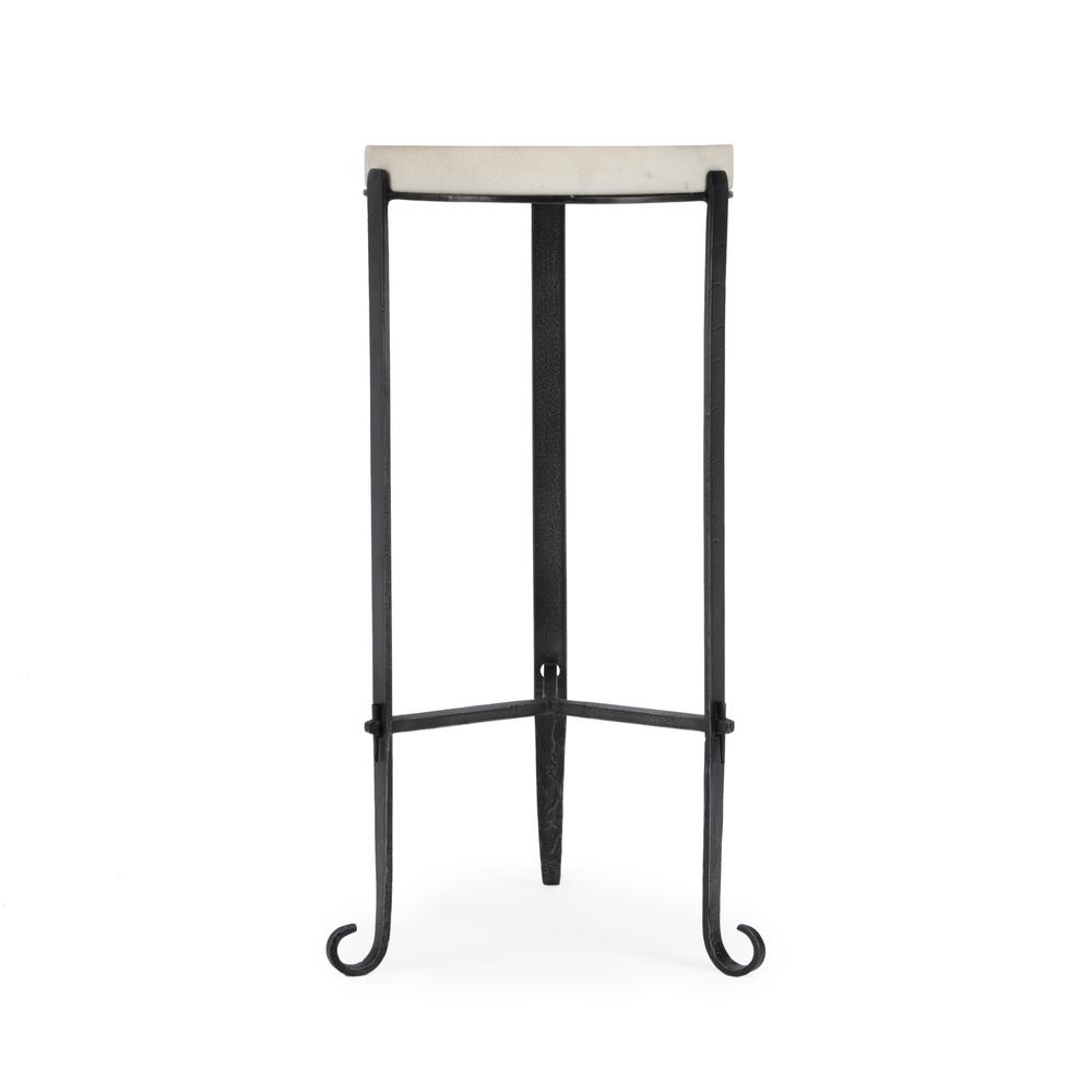 Company Freya Marble and Iron Round 11.5"W Side Table, Black and White. Picture 2