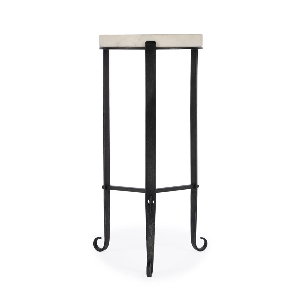 Company Freya Marble and Iron Round 11.5"W Side Table, Black and White. Picture 3