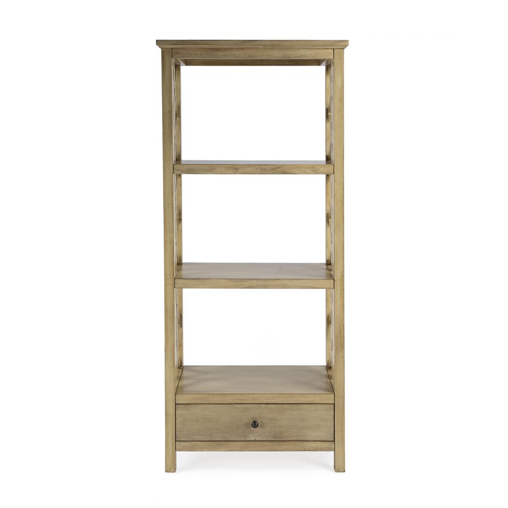 Company Lorena 30"W 3- Tier Etagere Bookcase with Storage Drawer, Beige. Picture 3