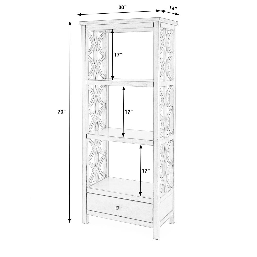 Company Lorena 30"W 3- Tier Etagere Bookcase with Storage Drawer, Beige. Picture 6