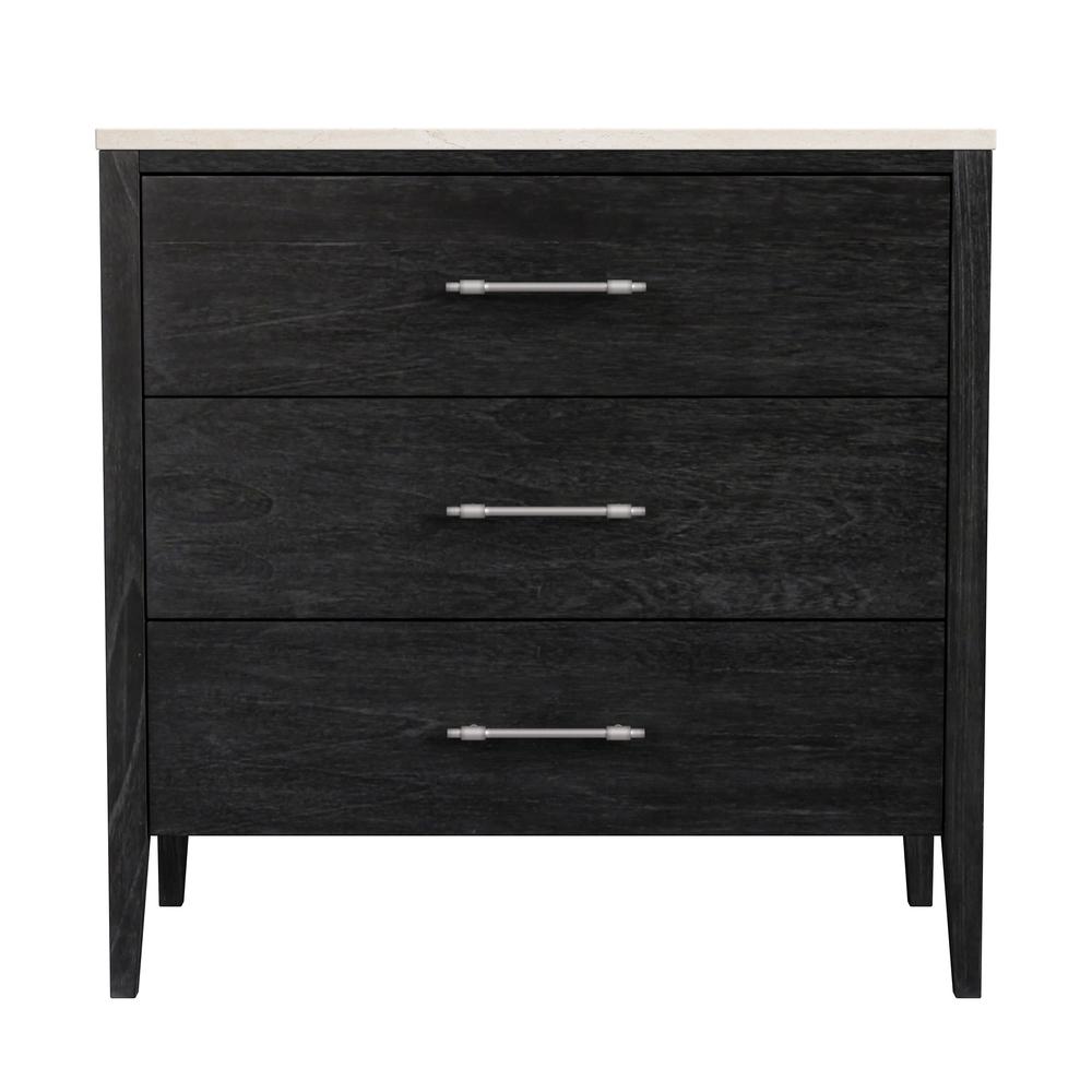 Company Mayfair 3 Drawer Wood and Marble Chest, Black. Picture 2