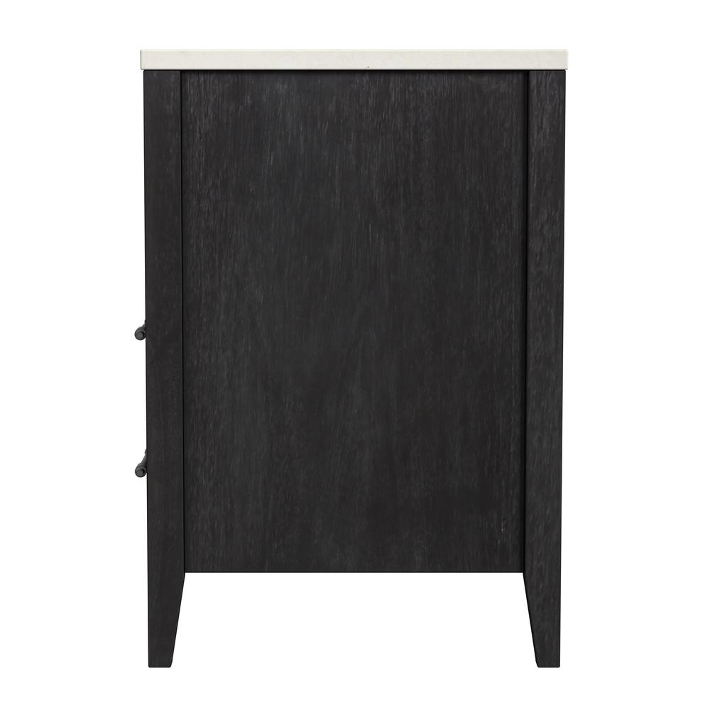 Company Mayfair 2 Drawer Wood and Marble Nightstand, Black. Picture 3
