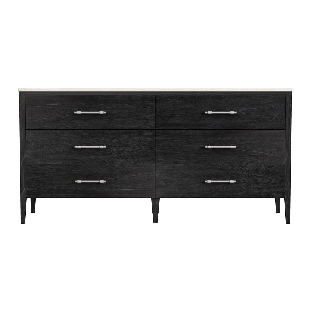 Company Mayfair 6 Drawer Wood and Marble Dresser, Black. Picture 2