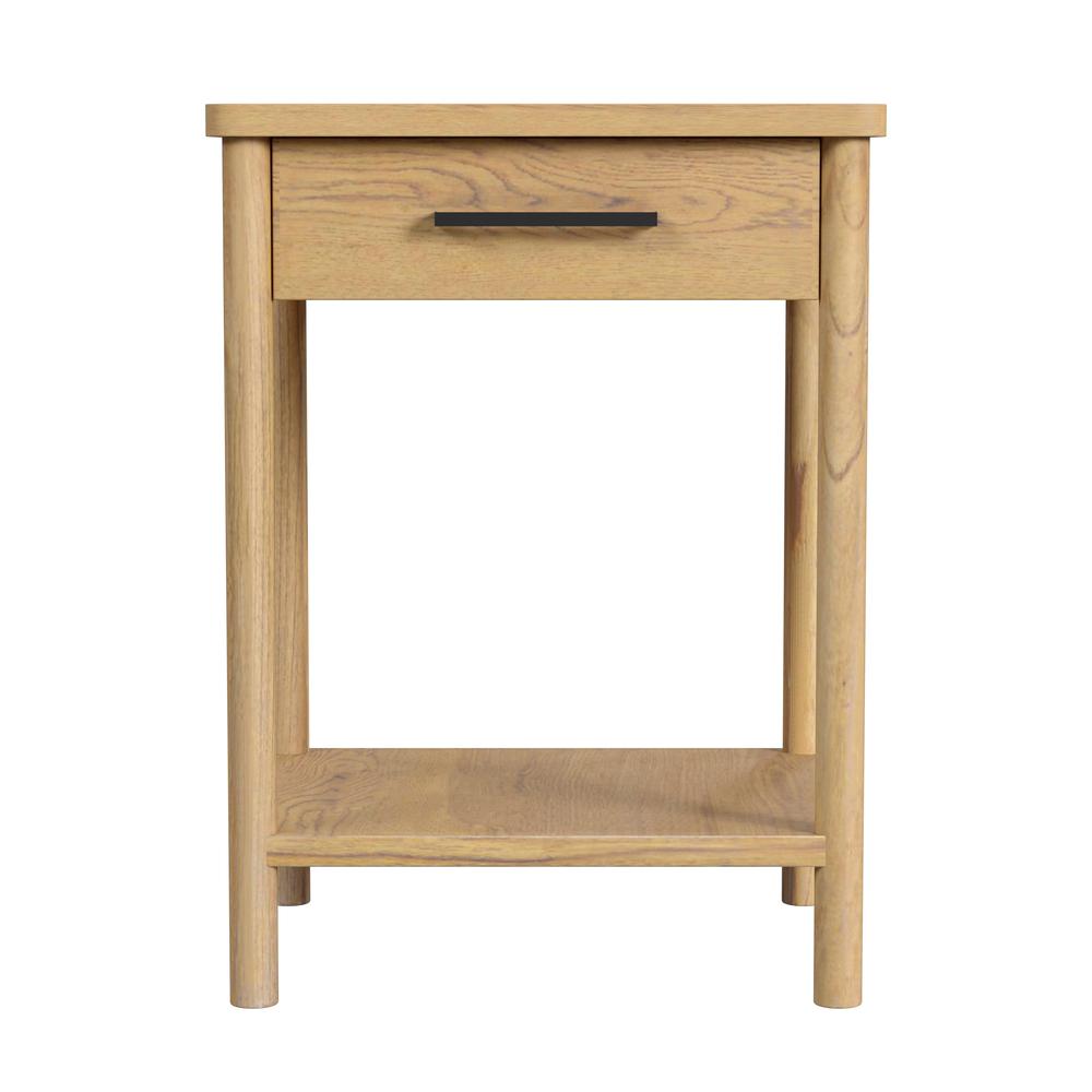 Rectangular 1 Drawer Rounded Leg Nightstand, Light Brown. Picture 2