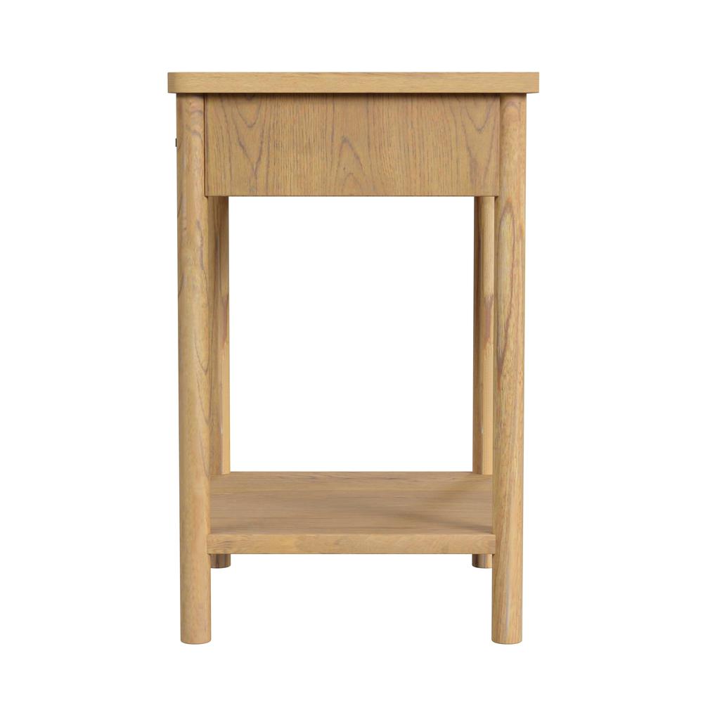 Rectangular 1 Drawer Rounded Leg Nightstand, Light Brown. Picture 3