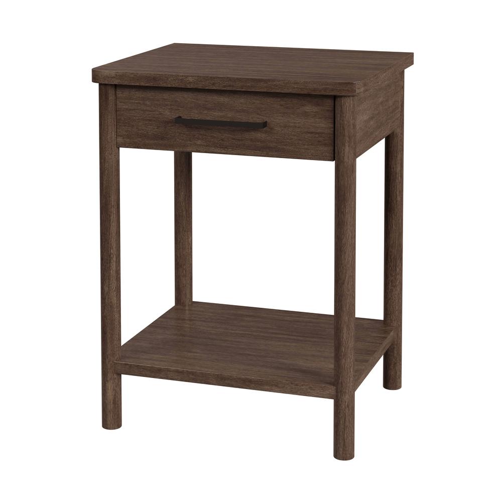 Company Lennon 21 in. W Rectangular 1 Drawer Rounded Leg Nightstand, Brown. Picture 1