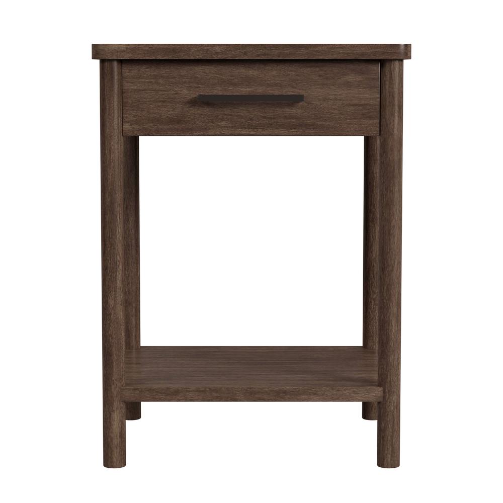 Company Lennon 21 in. W Rectangular 1 Drawer Rounded Leg Nightstand, Brown. Picture 2