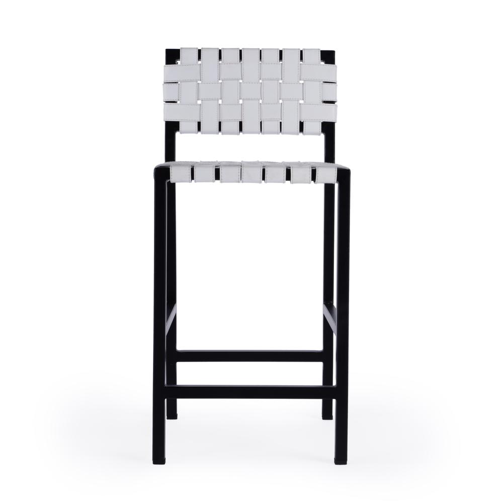 Company Bromley 24.5 in. Iron and Leather Counter Stool, White. Picture 2
