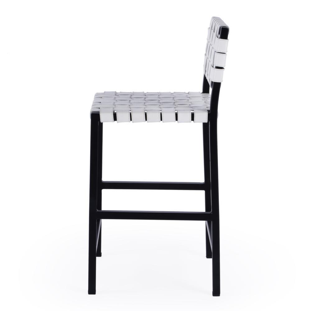 Company Bromley 24.5 in. Iron and Leather Counter Stool, White. Picture 4