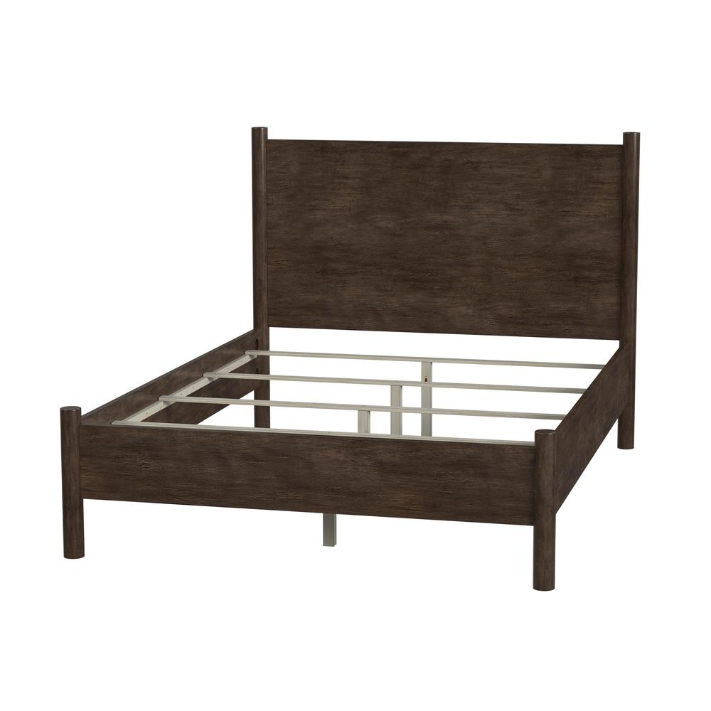 Company Lennon Rounded Leg Queen Bed, Medium Brown. Picture 1