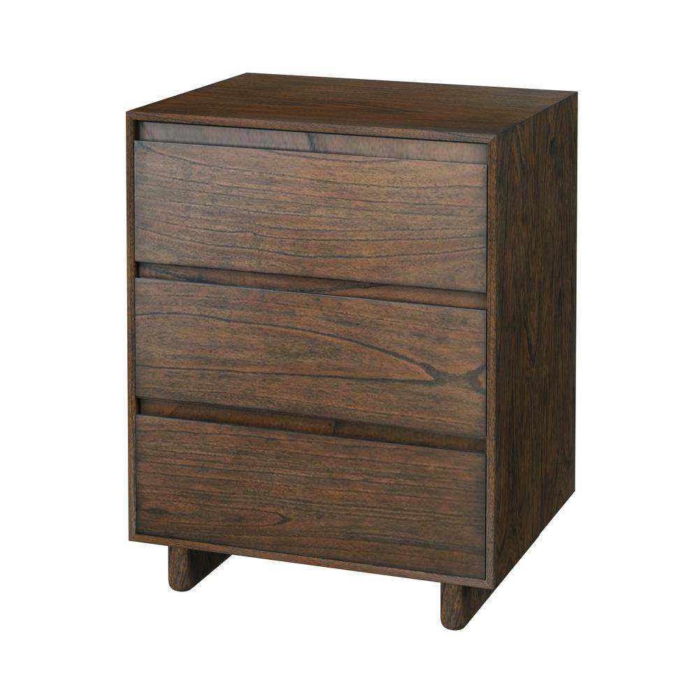 Company Halmstad Wood Panel 3 Drawer Narrow Nightstand, Brown. Picture 1