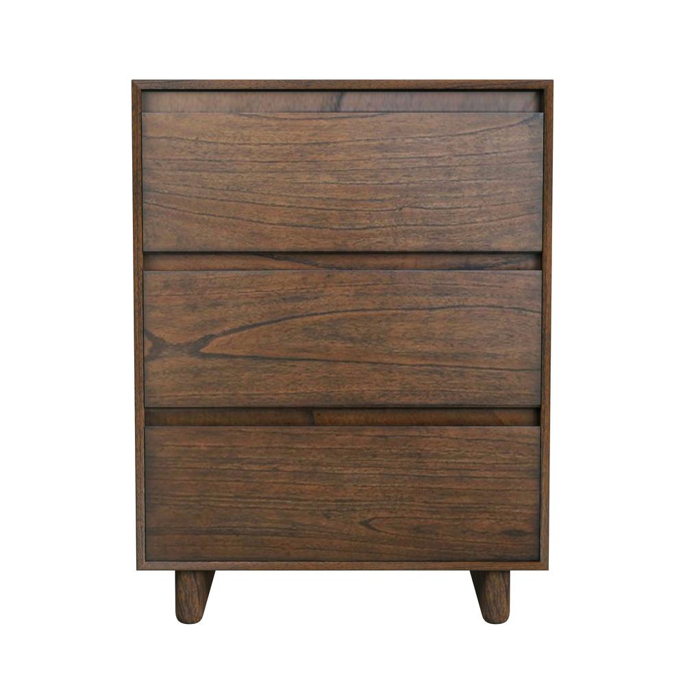 Company Halmstad Wood Panel 3 Drawer Narrow Nightstand, Brown. Picture 2