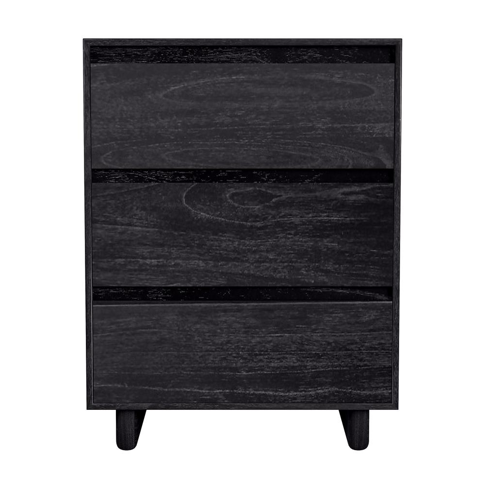 Company Halmstad Wood Panel 3 Drawer Narrow Nightstand, Black. Picture 2