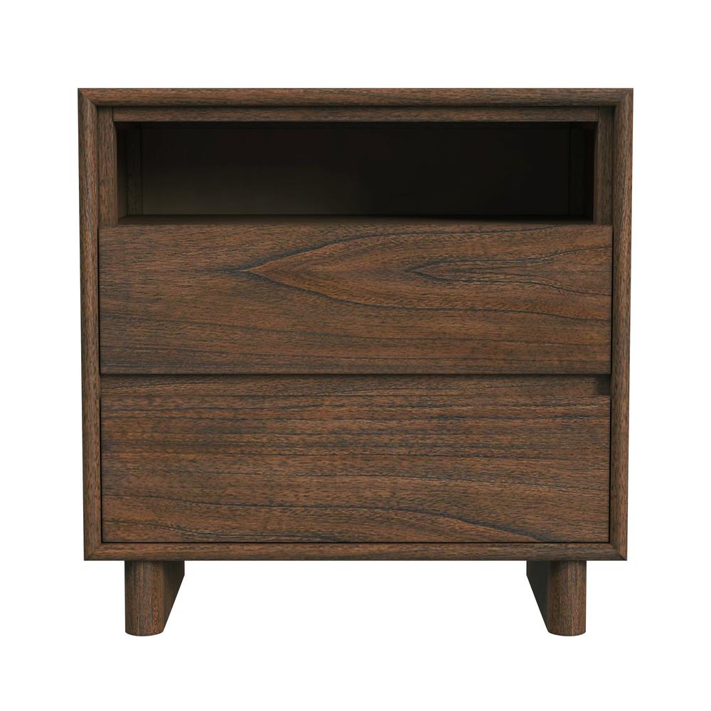 Company Halmstad Wood Panel 2 Drawer Nightstand, Brown. Picture 2
