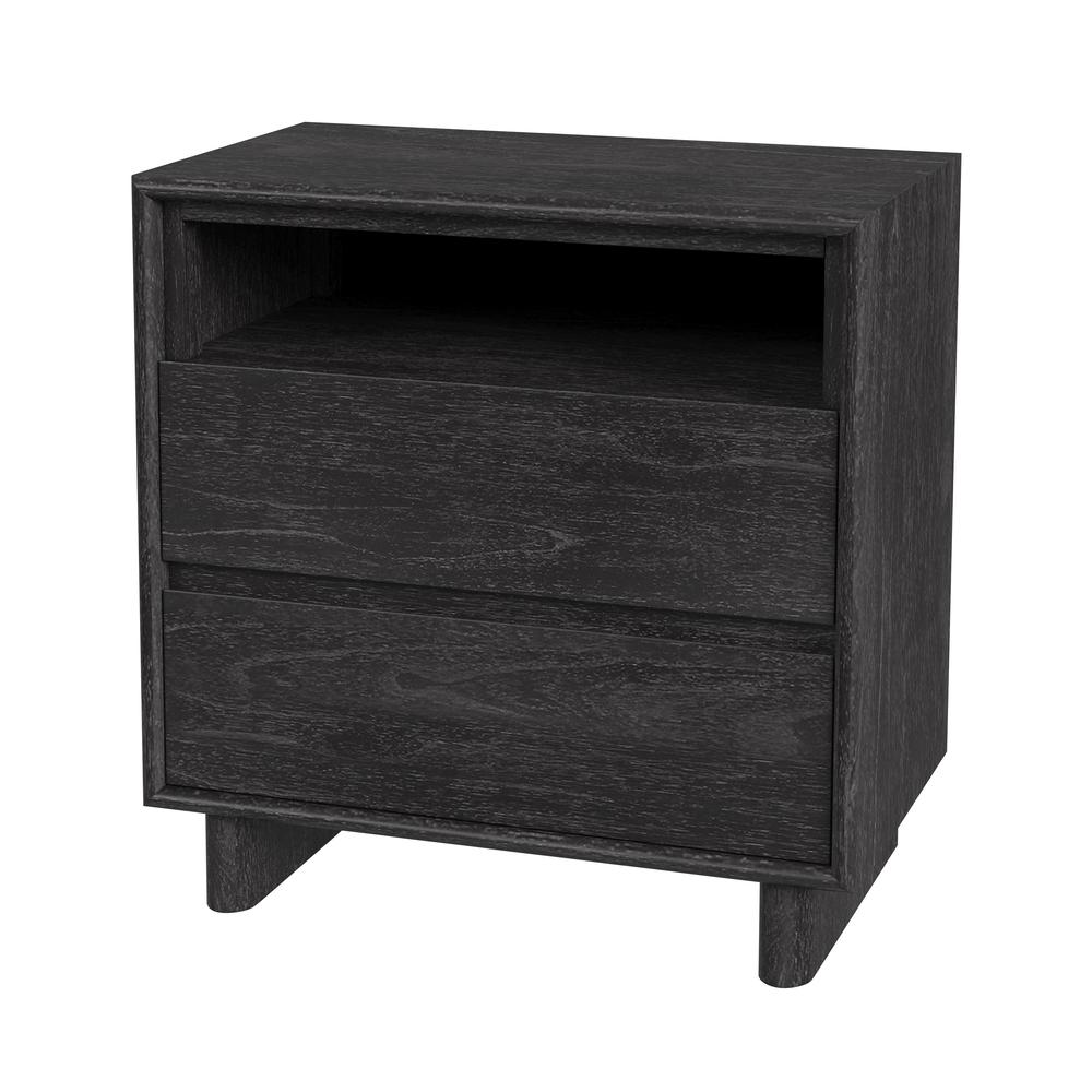 Company Halmstad Wood Panel 2 Drawer Nightstand, Black. Picture 1