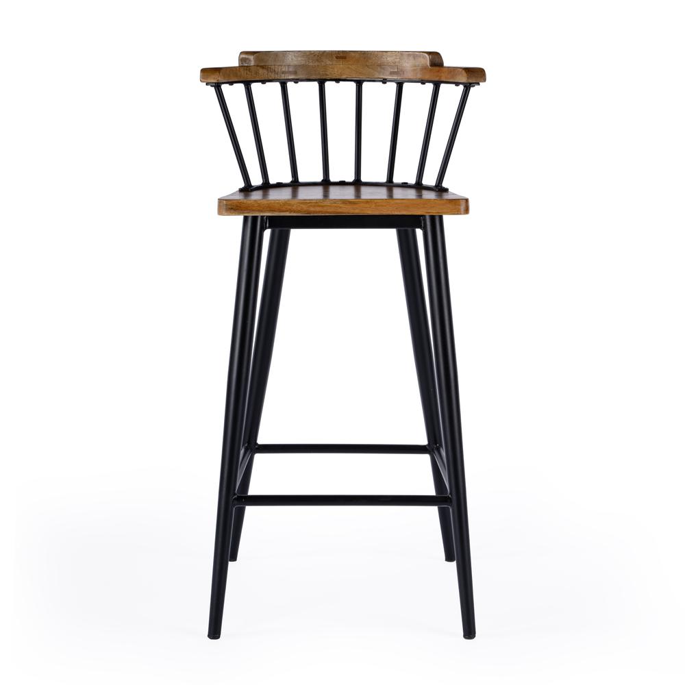 Company Merrick 30 in. Wood and Iron  Spindle Bar Stool, Brown. Picture 3
