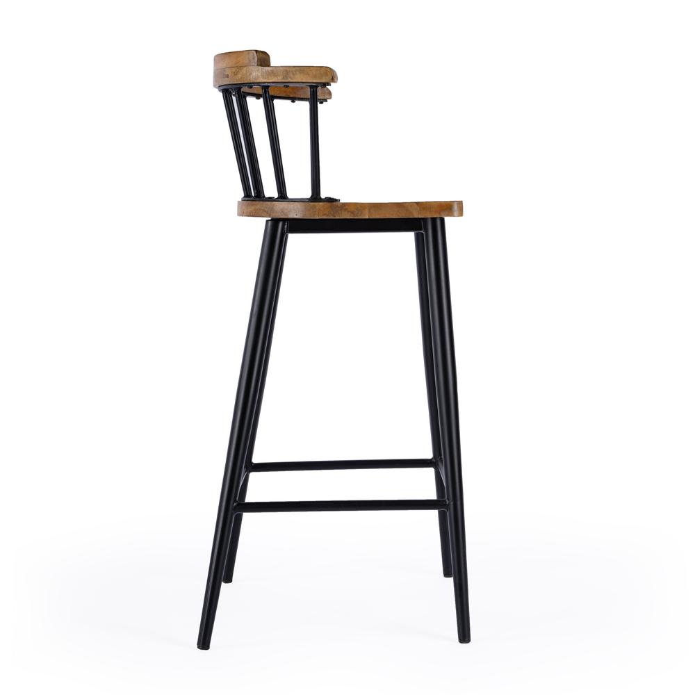 Company Merrick 30 in. Wood and Iron  Spindle Bar Stool, Brown. Picture 4