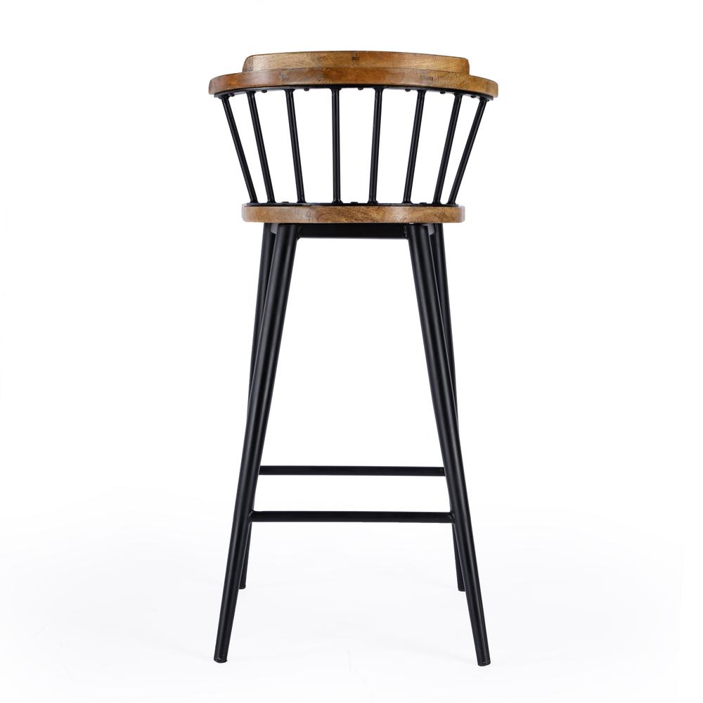 Company Merrick 30 in. Wood and Iron  Spindle Bar Stool, Brown. Picture 5