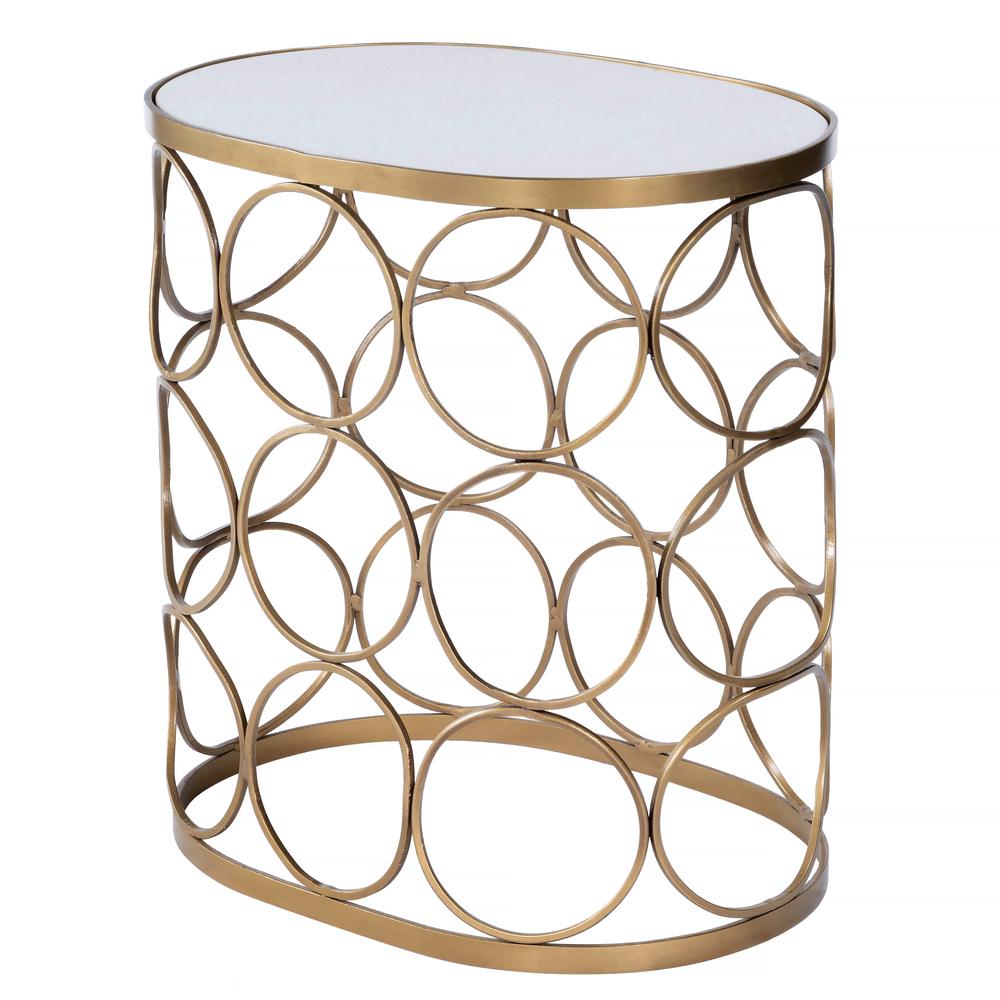 Company Talulah Oval Marble Side Table, Gold. Picture 1