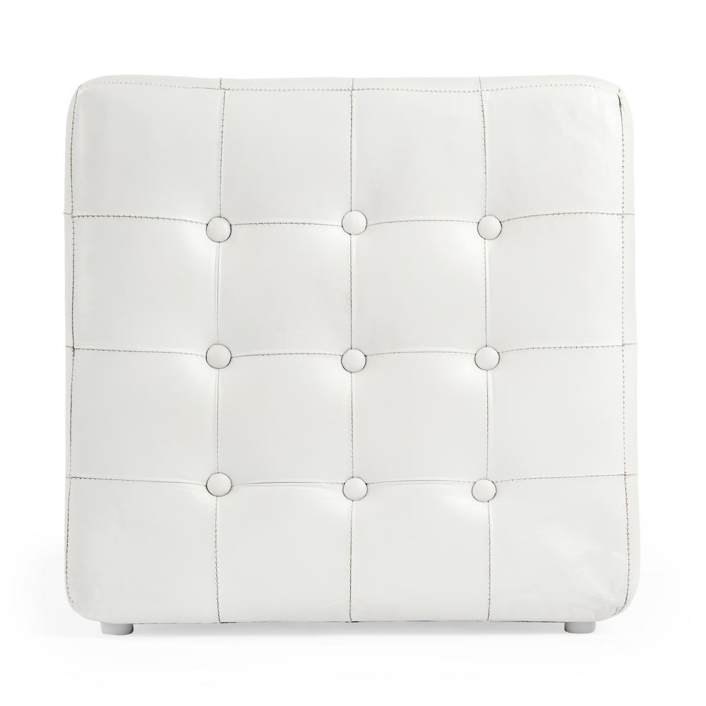 Company Leon Leather Cube Ottoman, White. Picture 3