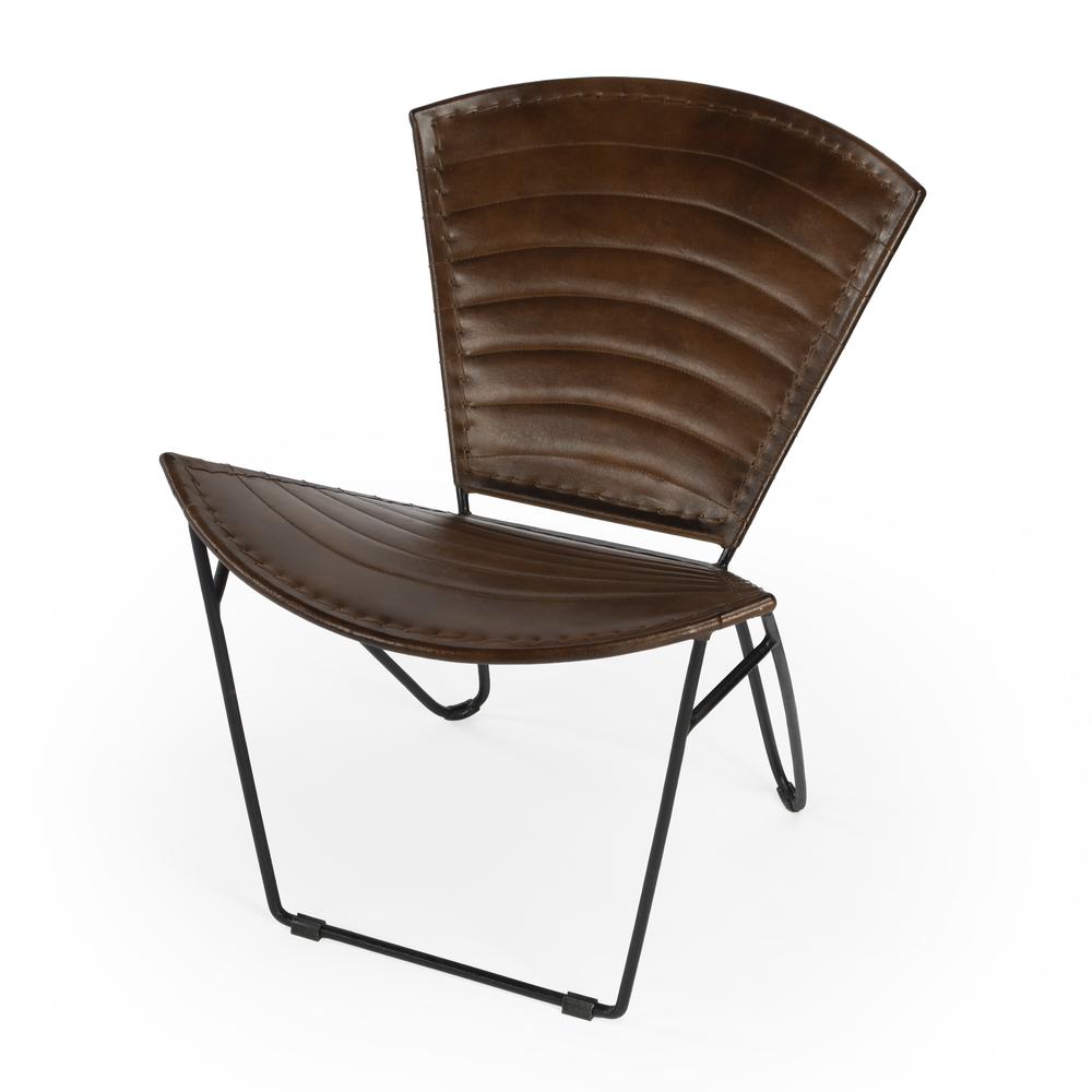 Curved Iron & Leather Accent Chair, Belen Kox. Picture 1