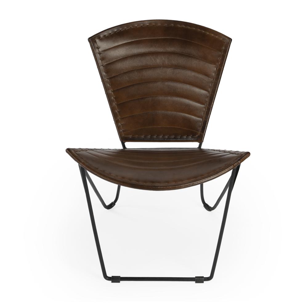 Curved Iron & Leather Accent Chair, Belen Kox. Picture 2