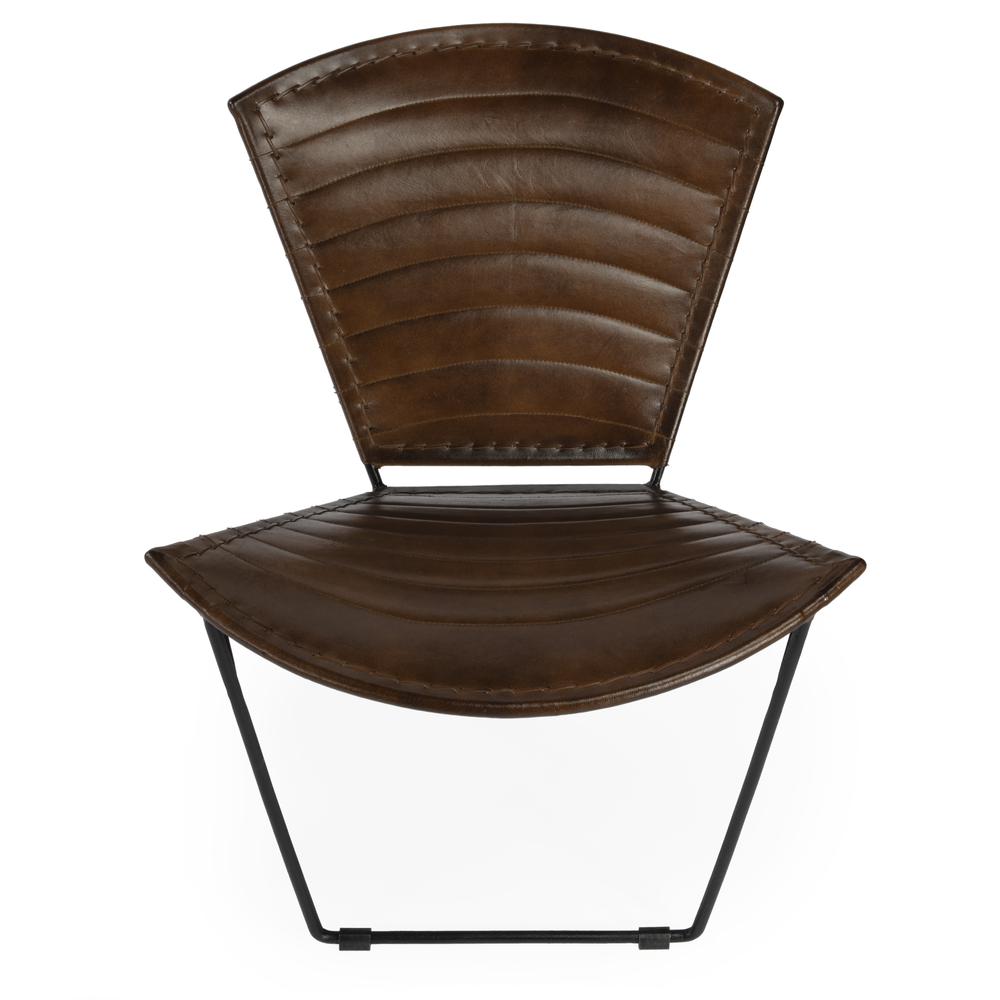 Curved Iron & Leather Accent Chair, Belen Kox. Picture 3