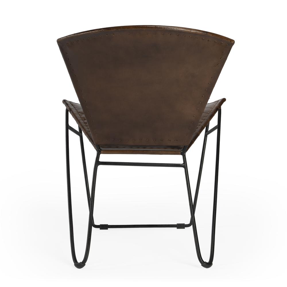 Curved Iron & Leather Accent Chair, Belen Kox. Picture 4