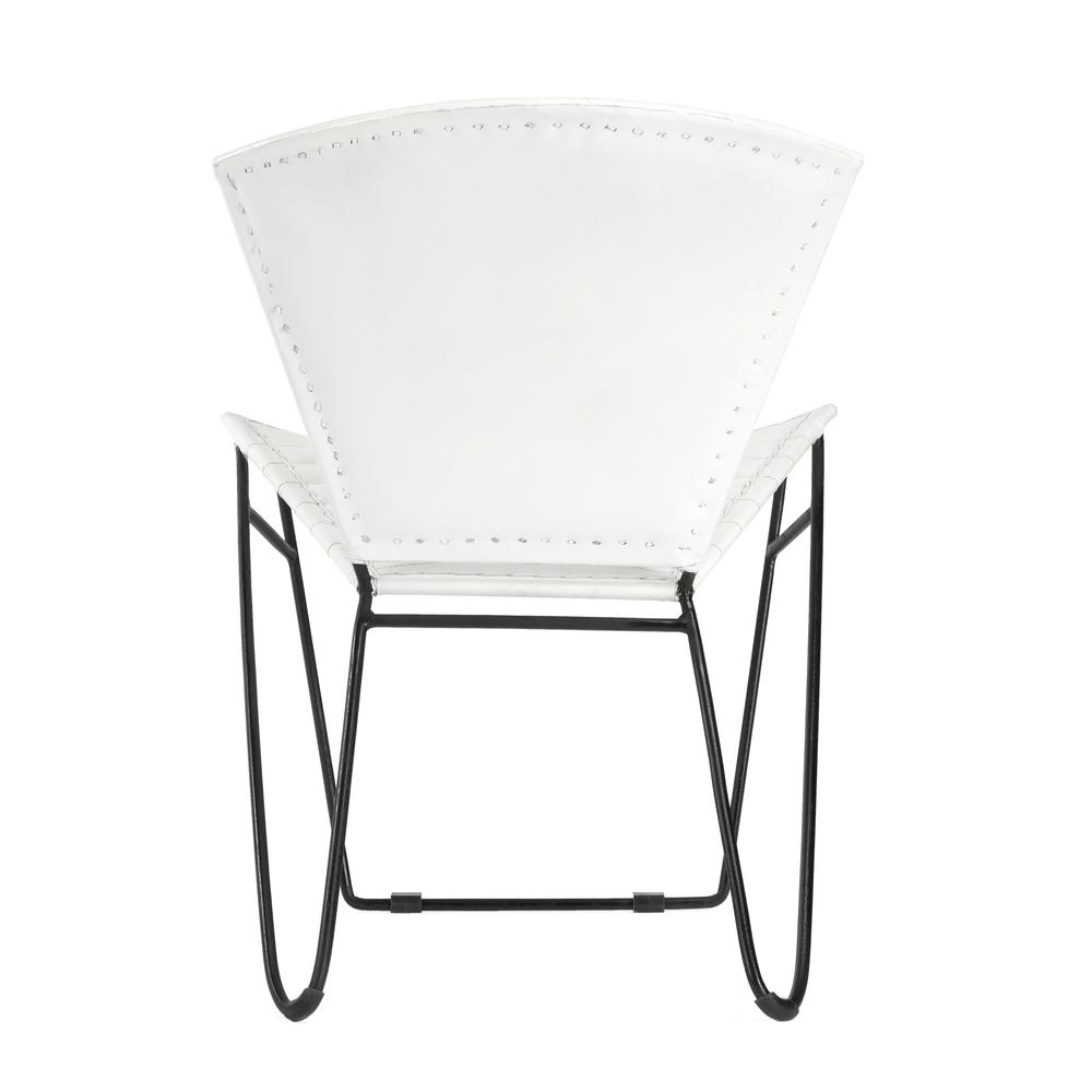 Company Felix Iron & Leather Accent Chair, White. Picture 4