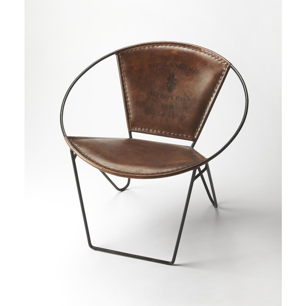 Graceful Iron & Leather Accent Chair, Belen Kox. Picture 1
