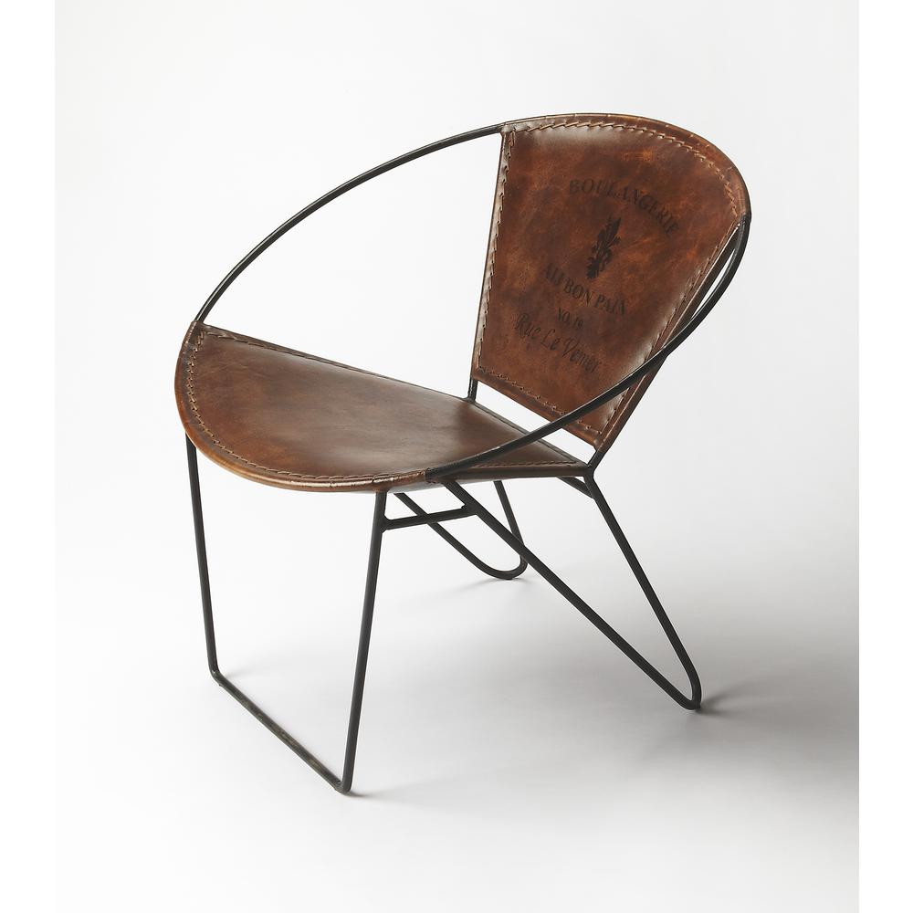 Graceful Iron & Leather Accent Chair, Belen Kox. Picture 2