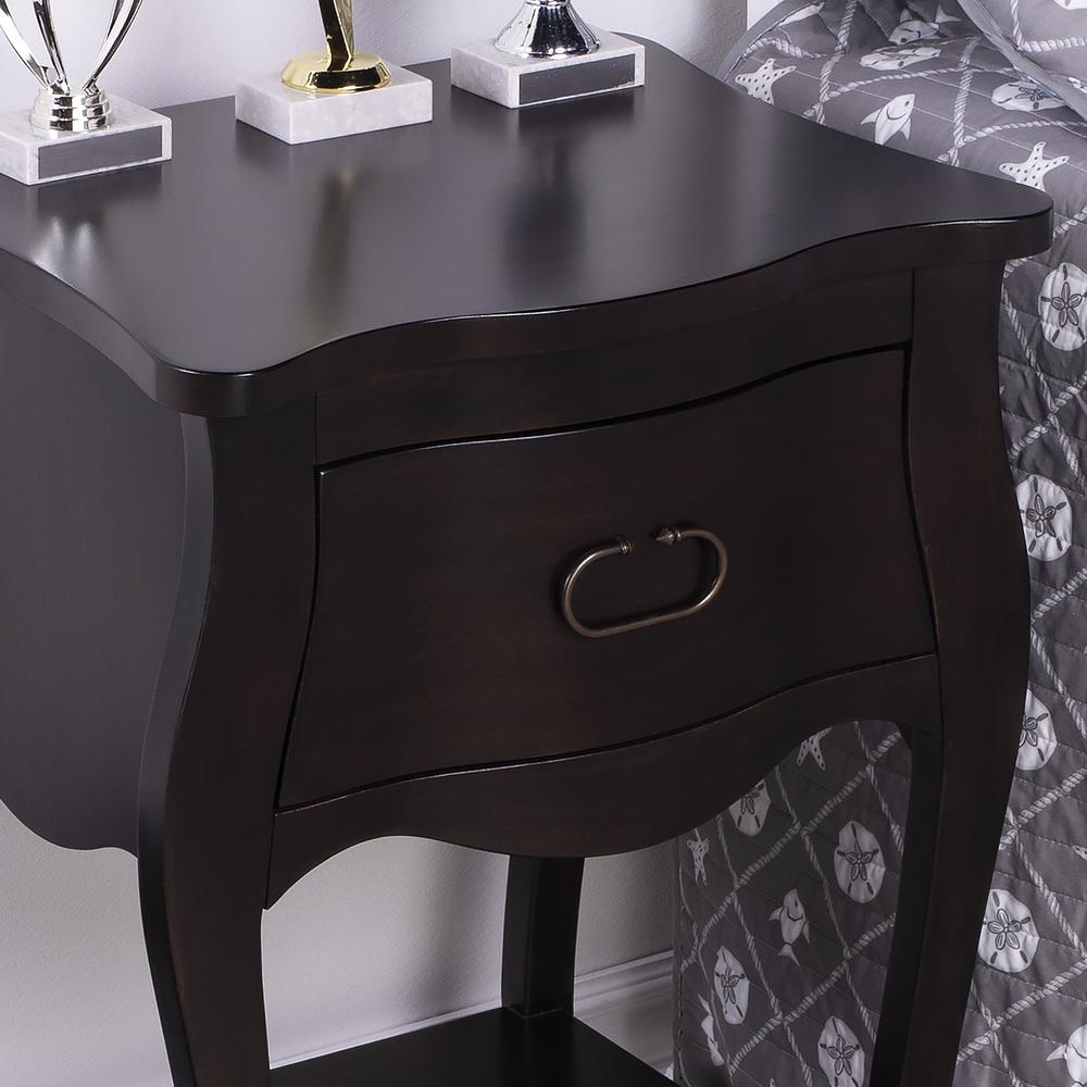 Company Rochelle 1 Drawer Nightstand, Dark Brown. Picture 11
