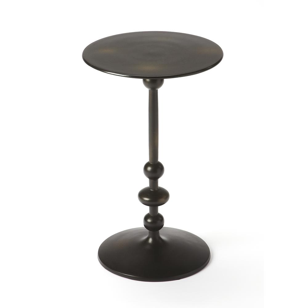 Company Zora Distressed Iron Pedestal Side Table, Black. Picture 1