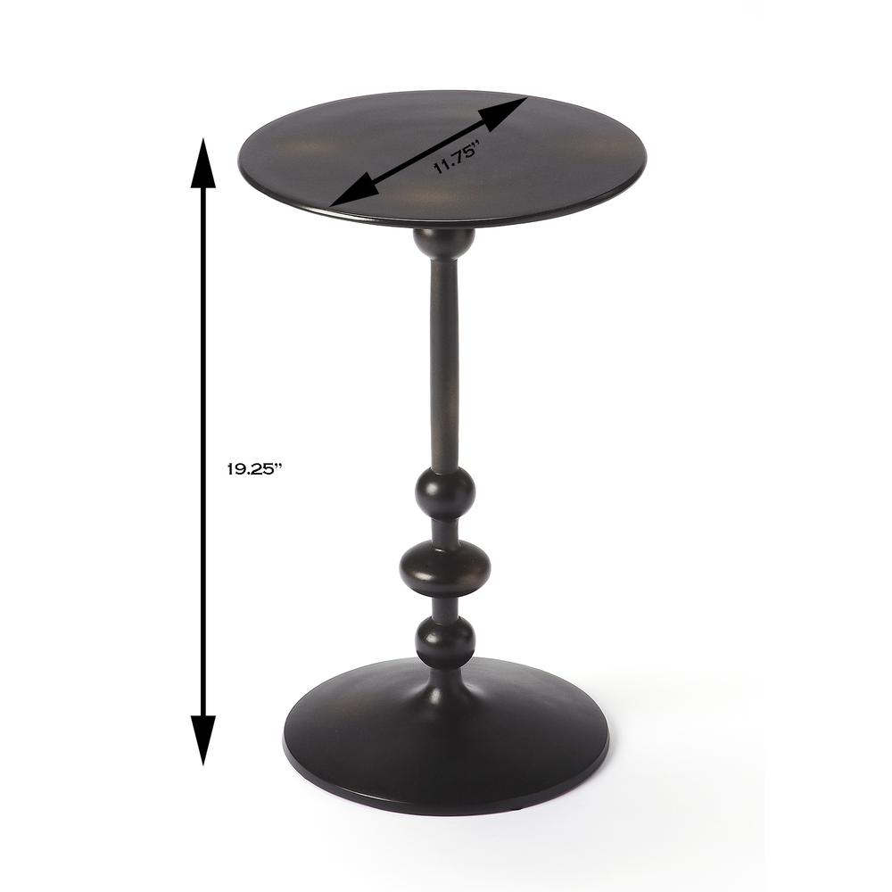 Company Zora Distressed Iron Pedestal Side Table, Black. Picture 6