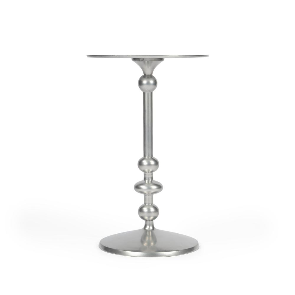 Company Zora Silver Iron Pedestal Side Table, Silver. Picture 3