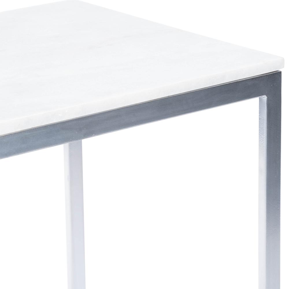 Company Lawler Marble C- Side Table, Silver, White. Picture 7