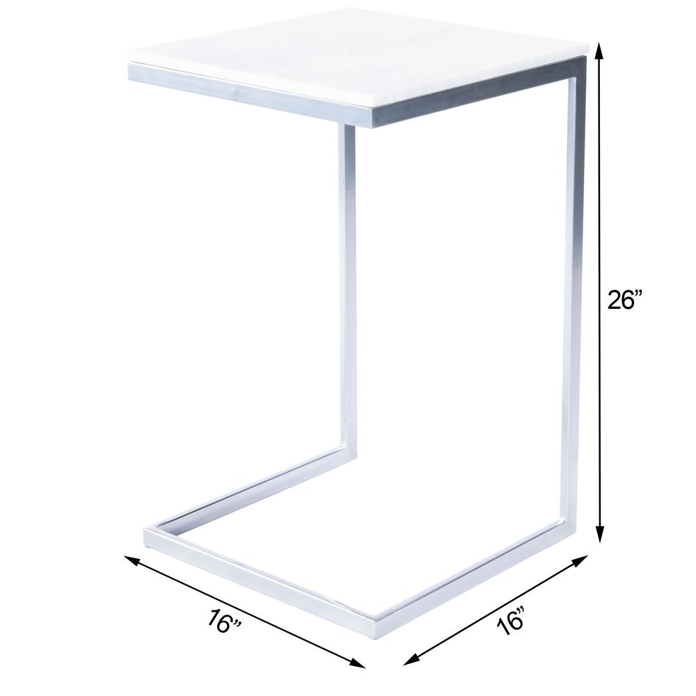 Company Lawler Marble C- Side Table, Silver, White. Picture 12