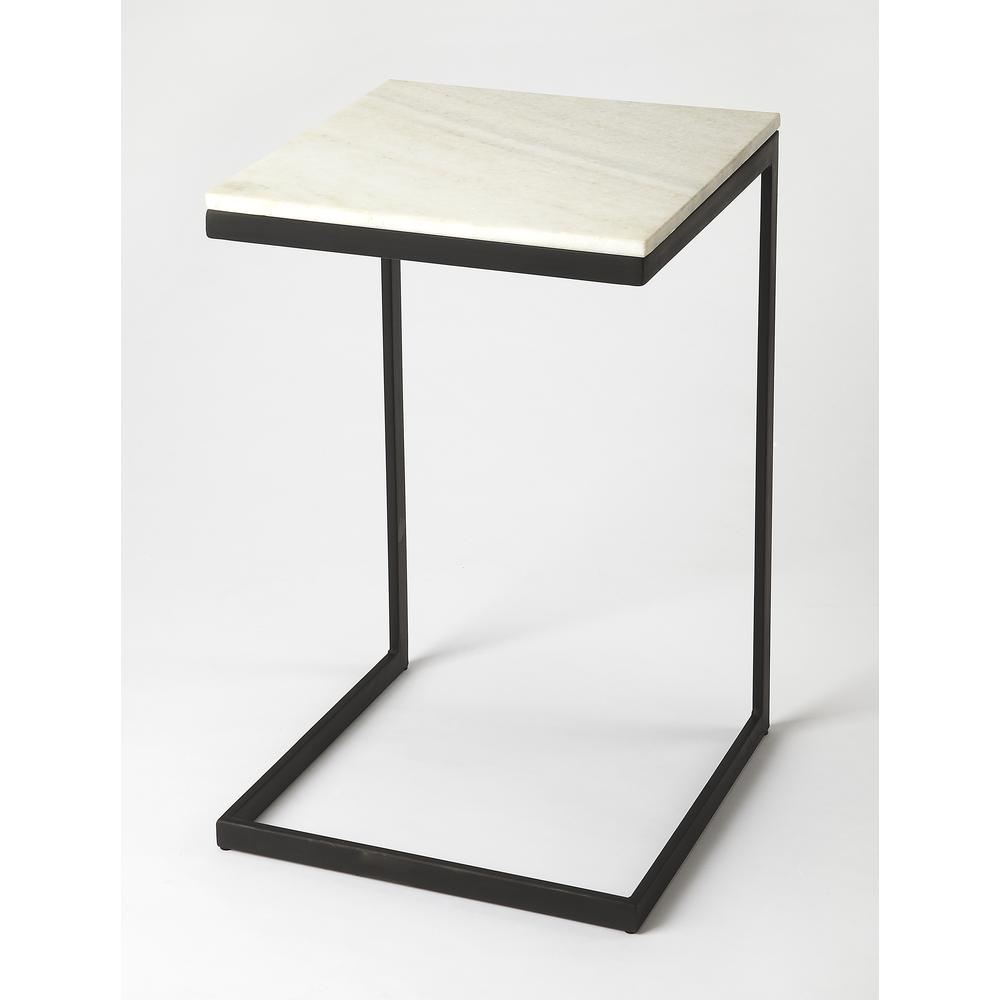 Company Lawler Marble C- Side Table, Black, White. Picture 9