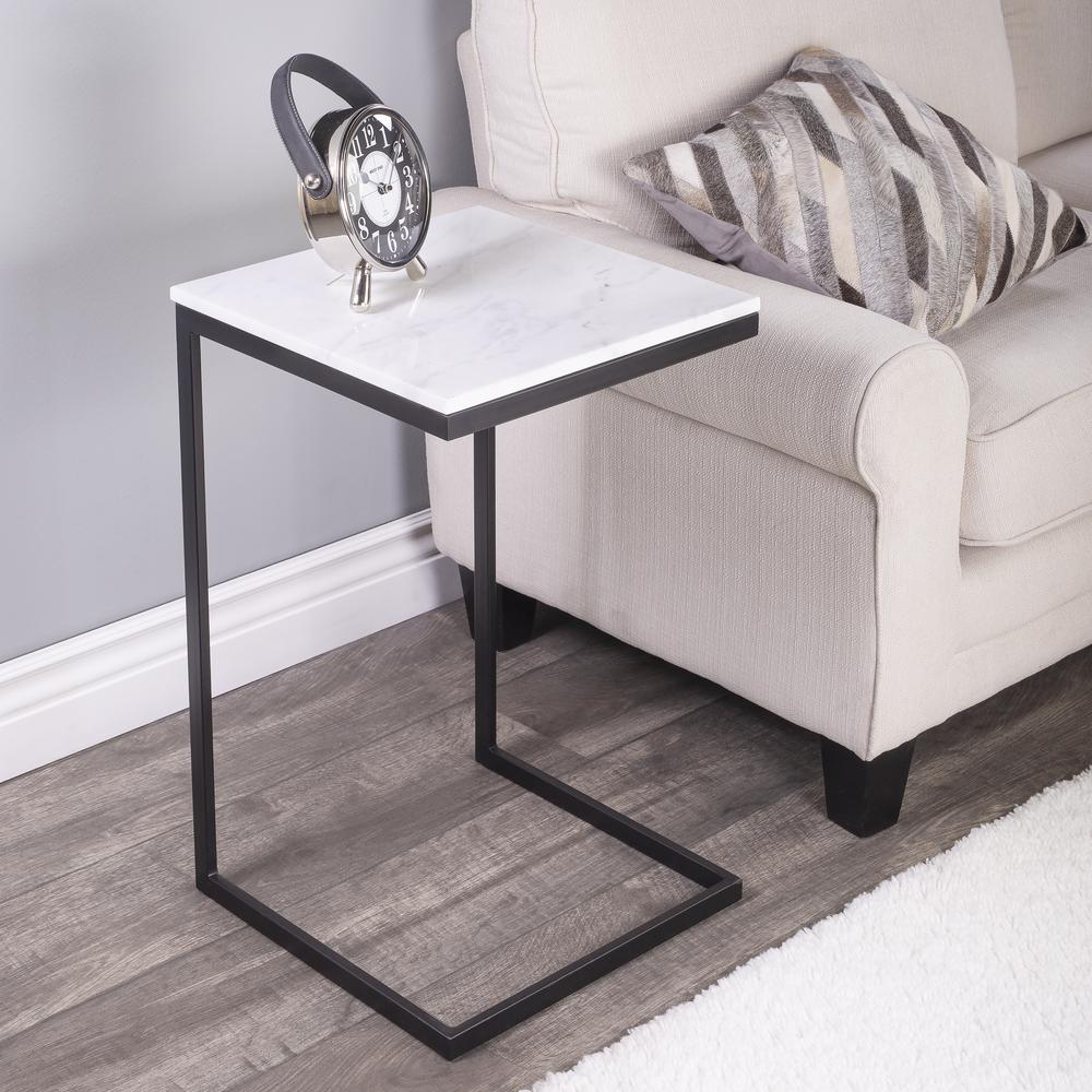Company Lawler Marble C- Side Table, Black, White. Picture 13
