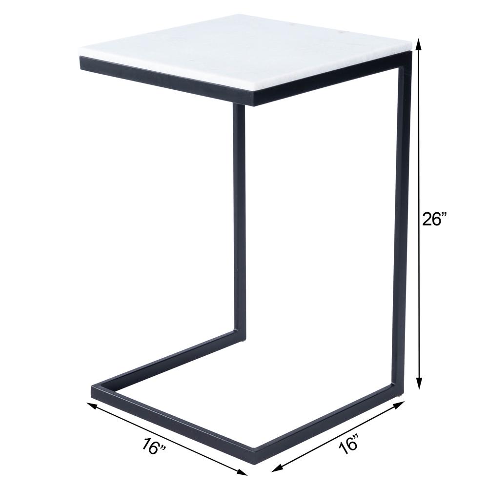 Company Lawler Marble C- Side Table, Black, White. Picture 12